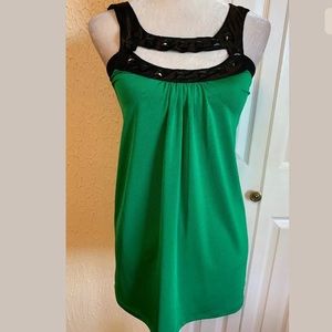 ING Sleeveless Blouse Top Shirt Tunic Green Small